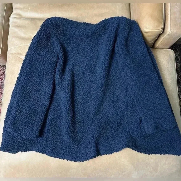 Iro Faux Shearling Piacie Jacket Oversized Navy Snap Front Heavy Pockets Size 34 - Picture 10 of 12